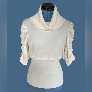 NWT No Boundaries white cowl necked sweater.